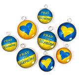 Pray for Ukraine Jewelry Making Charms Set – 16 or 20mm, Silver – Bulk Wholesale Christian Charms – Support Ukrainian Relief Efforts
